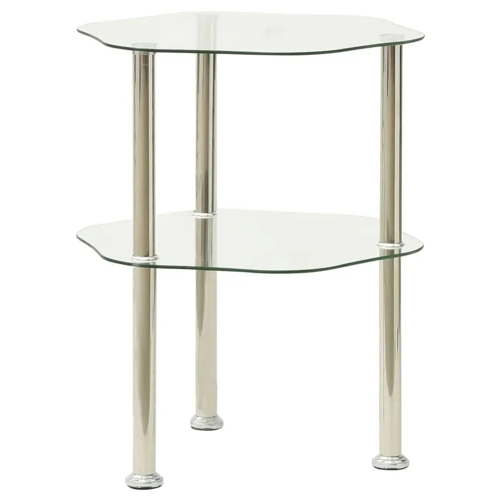 2-Tier Side Table Transparent 38x38x50 cm Tempered Glass 322790