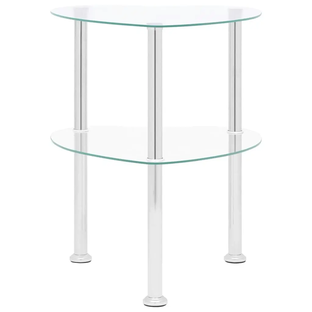 2-Tier Side Table Transparent 38x38x50 cm Tempered Glass 322785