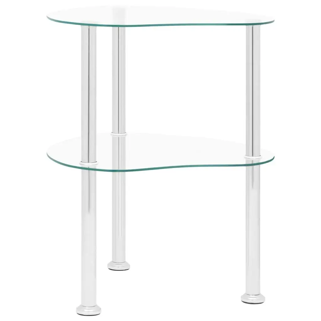 2-Tier Side Table Transparent 38x38x50 cm Tempered Glass 322785