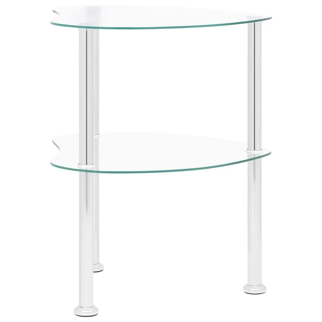 2-Tier Side Table Transparent 38x38x50 cm Tempered Glass 322785