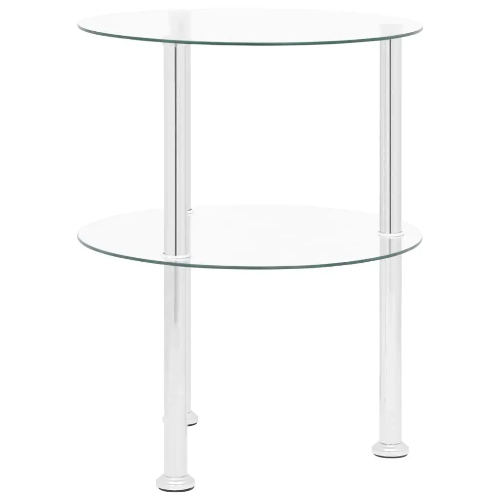 2-Tier Side Table Transparent 38 cm Tempered Glass 322787