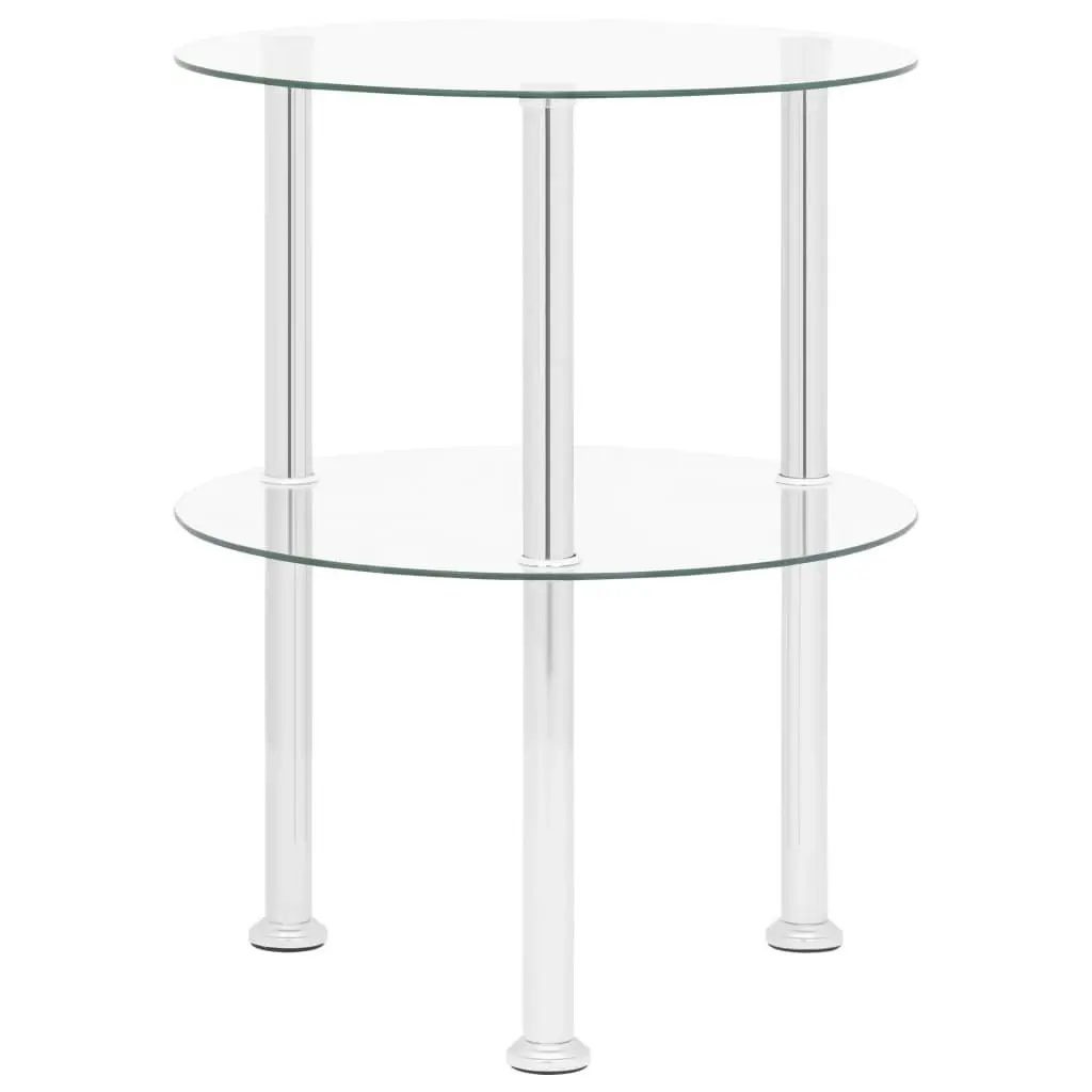 2-Tier Side Table Transparent 38 cm Tempered Glass 322787