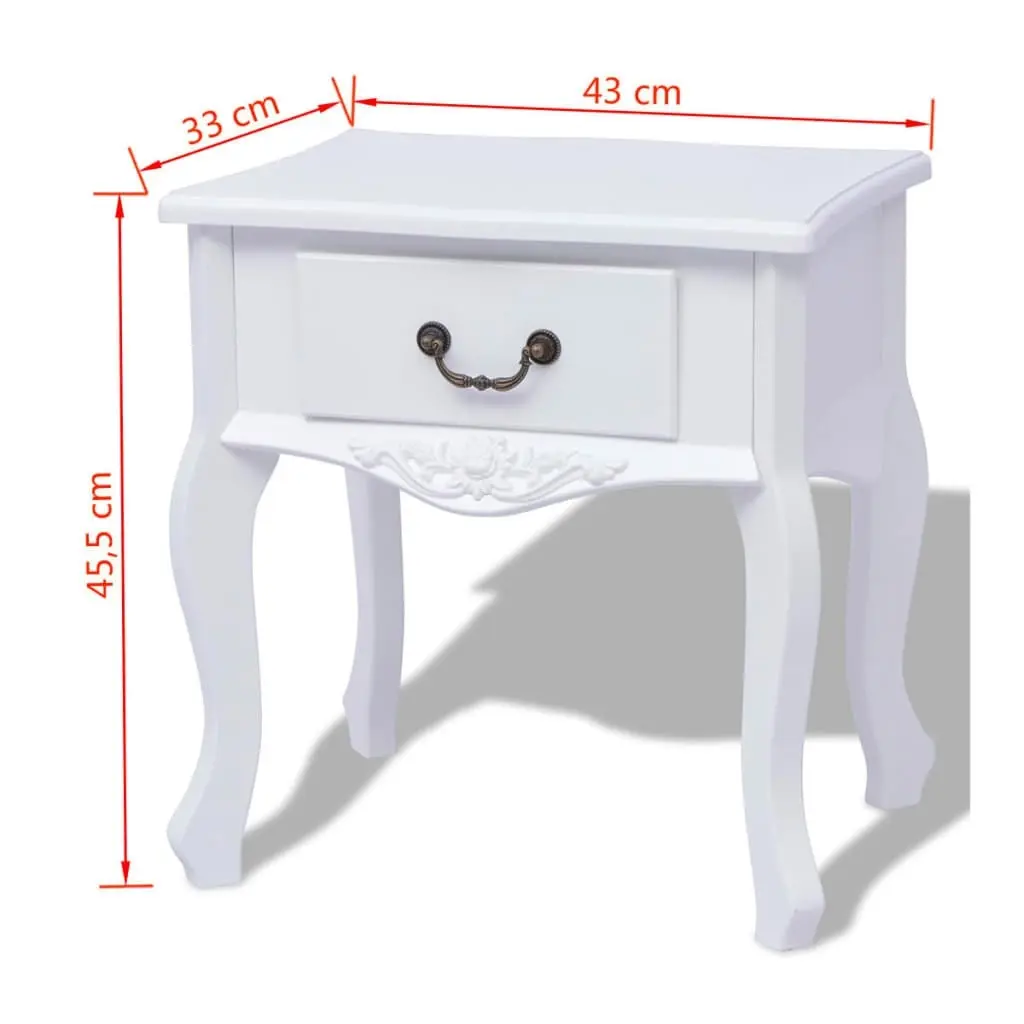 Bedside Cabinet MDF White 242749