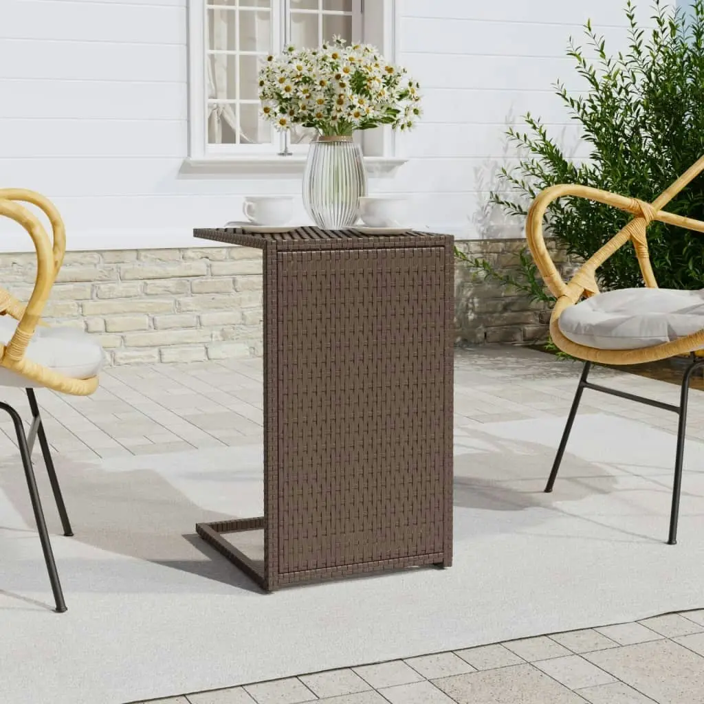 C Table Brown 40x35x60 cm Poly Rattan 319407