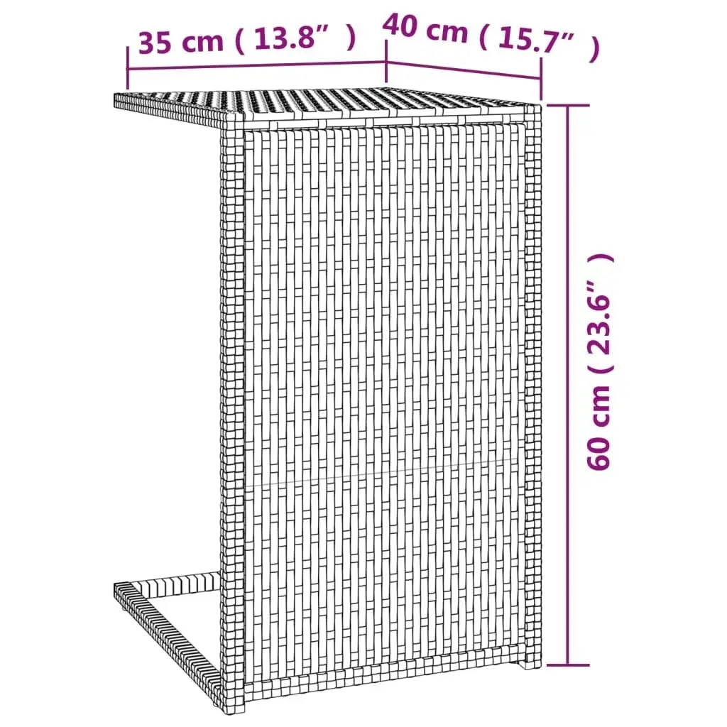 C Table Brown 40x35x60 cm Poly Rattan 319407