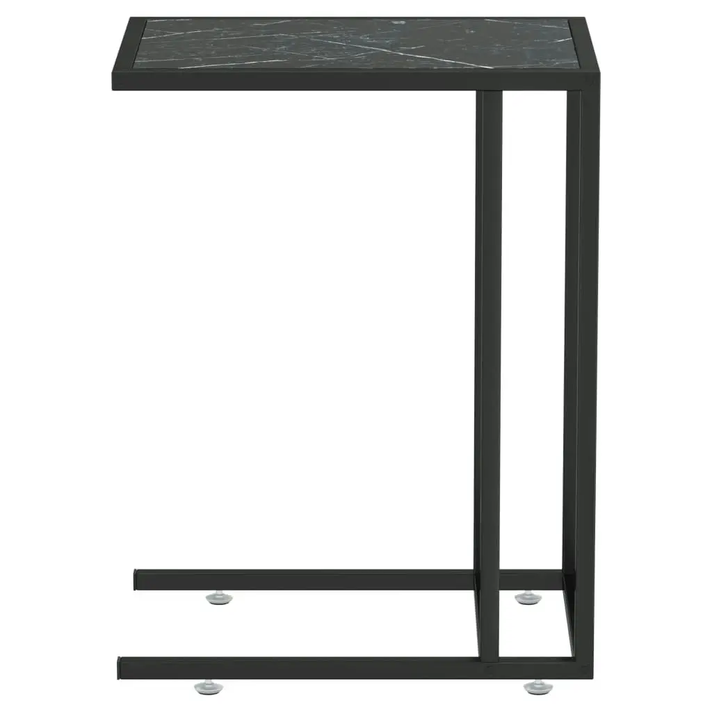 Computer Side Table Black Marble 50x35x65 cm Tempered Glass 331651