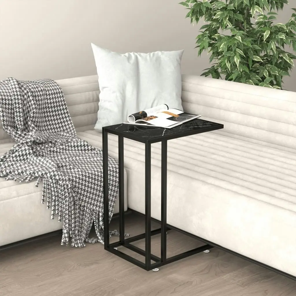 Computer Side Table Black Marble 50x35x65 cm Tempered Glass 331651