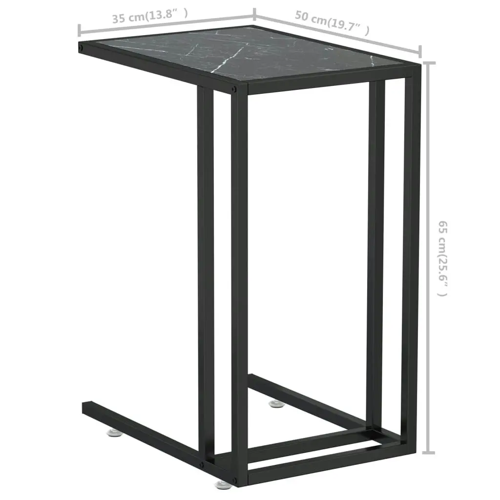 Computer Side Table Black Marble 50x35x65 cm Tempered Glass 331651