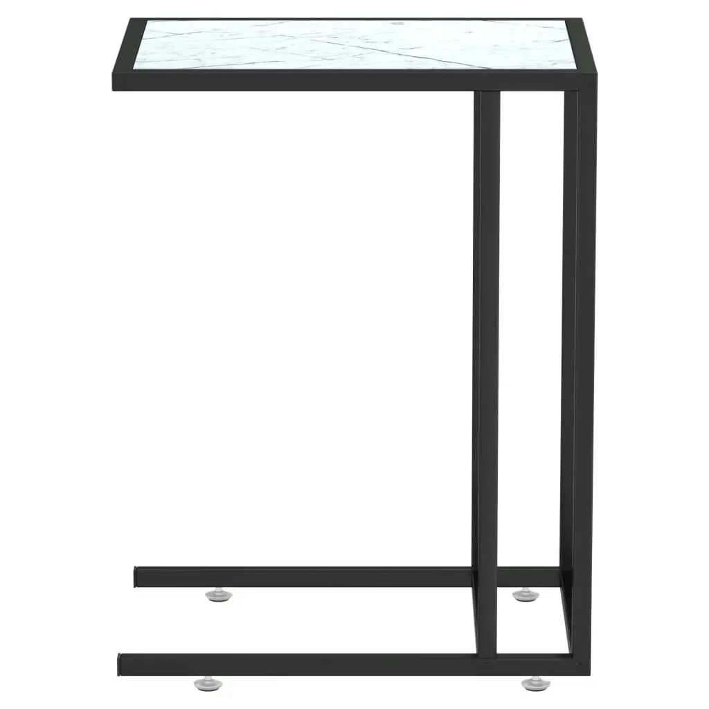 Computer Side Table White Marble 50x35x65 cm Tempered Glass 331652