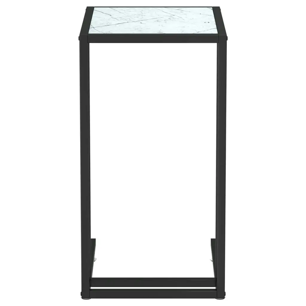 Computer Side Table White Marble 50x35x65 cm Tempered Glass 331652