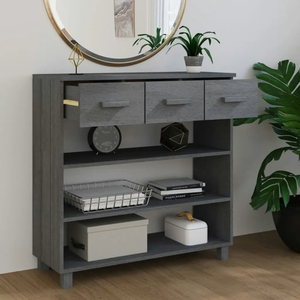 Console Table "HAMAR" Dark Grey 90x35x90 cm Solid Wood Pine 340466