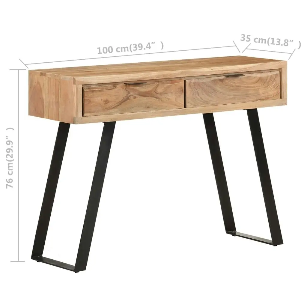 Console Table 100x35x76 cm Solid Acacia Wood with Live Edges 323522