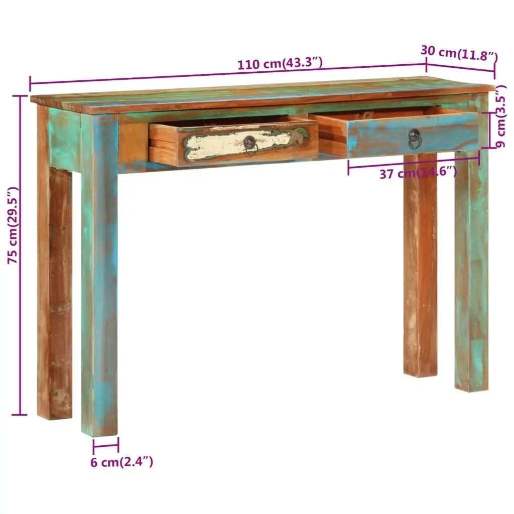 Console Table 110x30x75 cm Solid Wood Reclaimed 352781