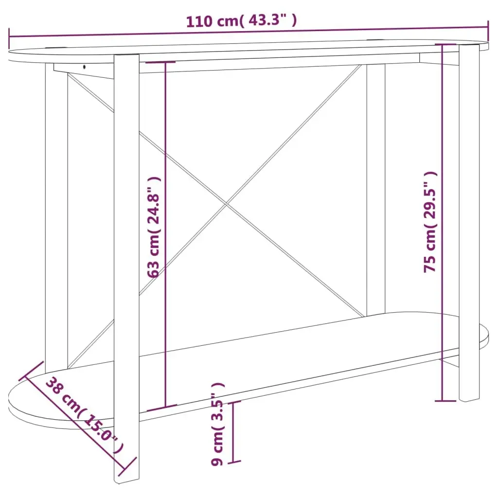 Console Table 110x38x75 cm Engineered Wood 345692