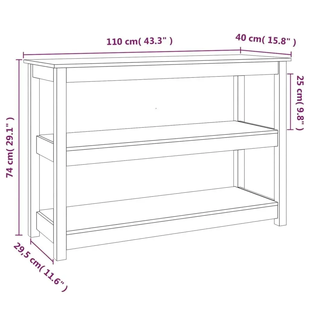 Console Table 110x40x74 cm Solid Wood Pine 821664