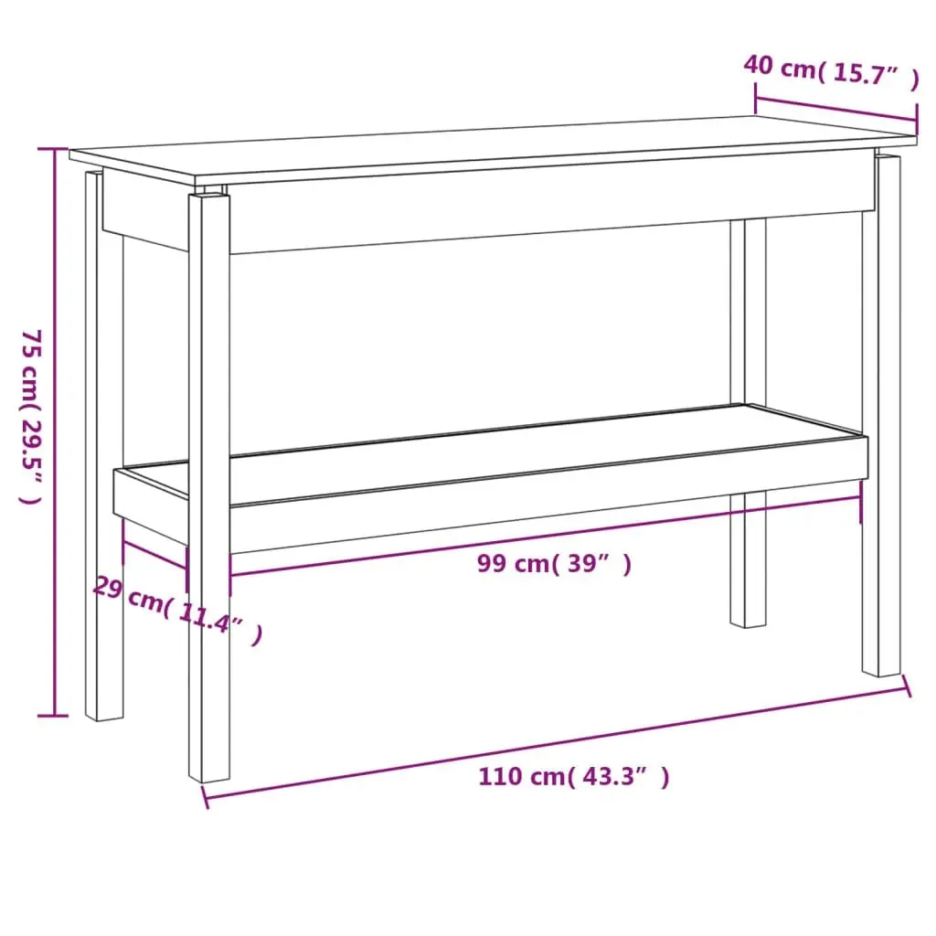 Console Table 110x40x75 cm Solid Wood Pine 814299