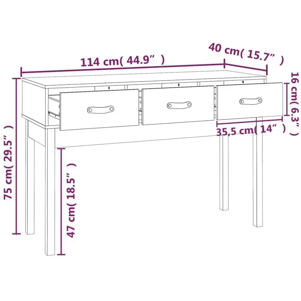 Console Table 114x40x75 cm Solid Wood Pine 821754