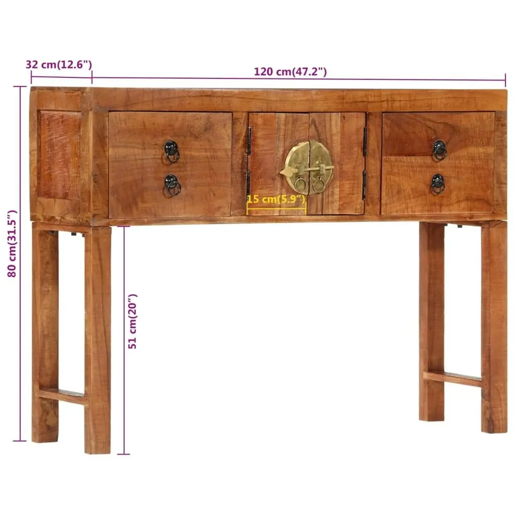 Console Table 120x32x80 cm Solid Rough Wood Acacia 352065