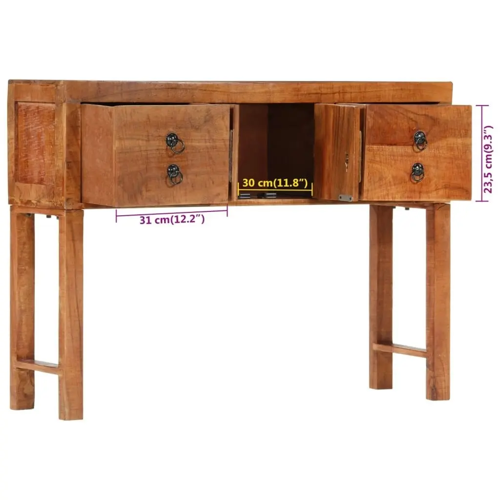 Console Table 120x32x80 cm Solid Rough Wood Acacia 352065