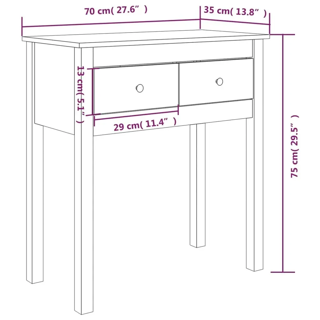 Console Table 70x35x75 cm Solid Wood Pine 814609