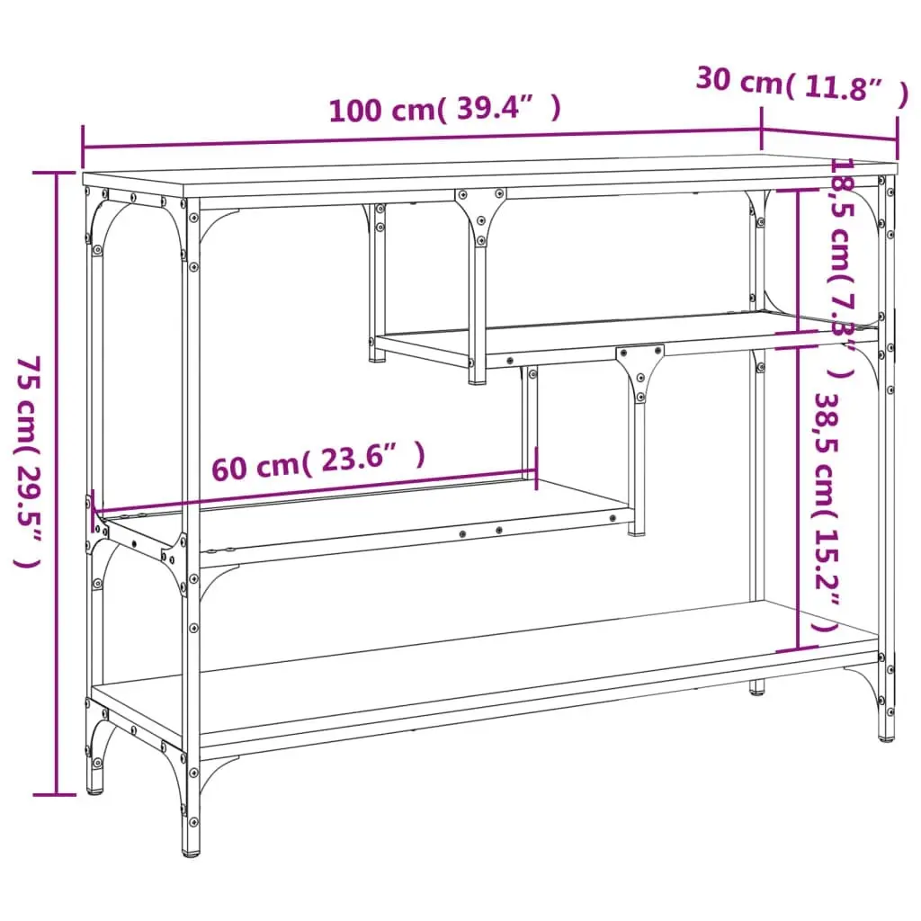 Console Table Black 100x30x75 cm Engineered Wood 838913