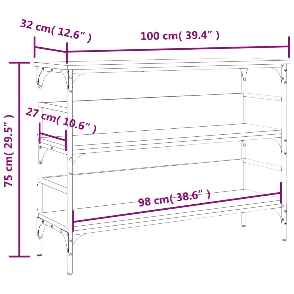 Console Table Black 100x32x75 cm Engineered Wood 839058