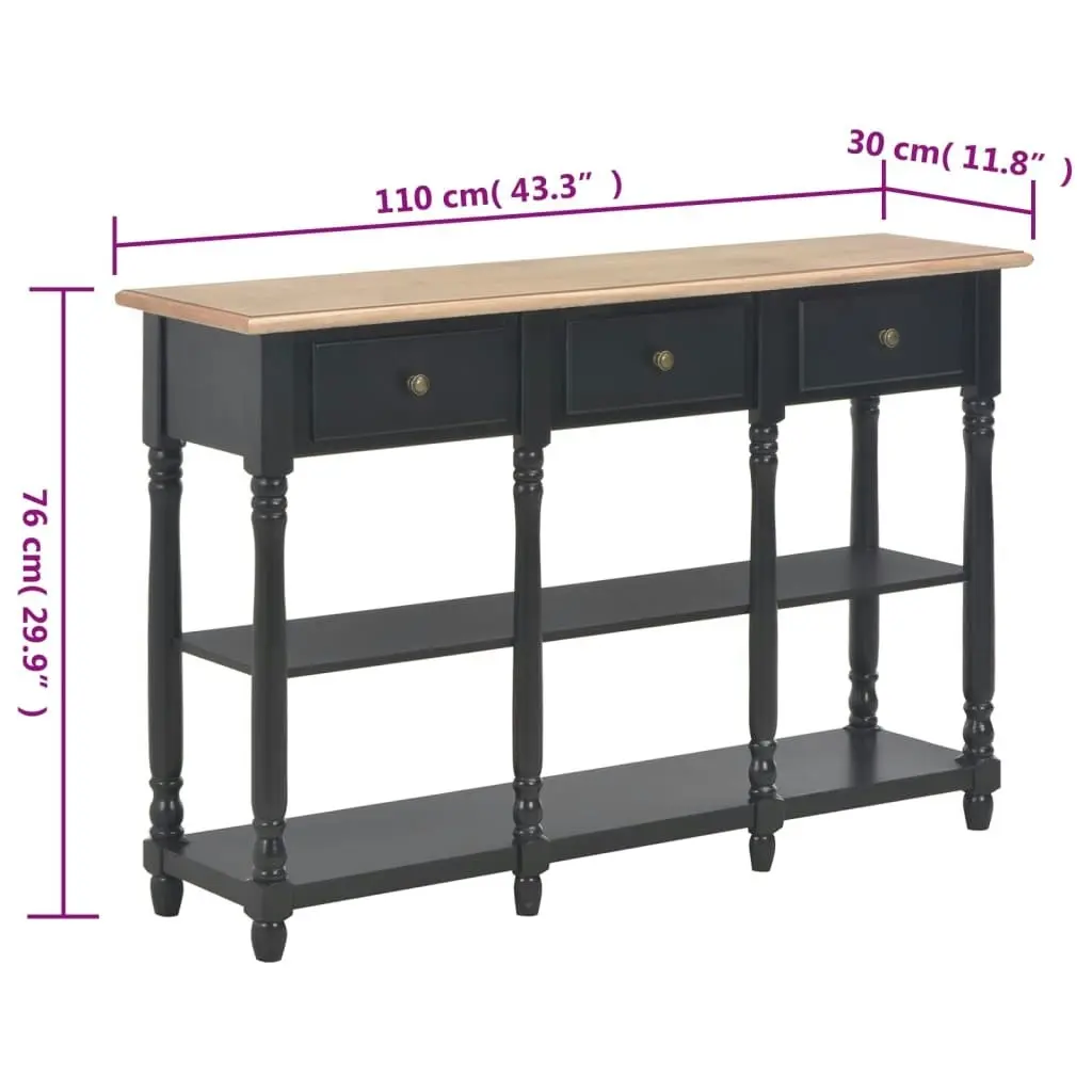 Console Table Black 110x30x76cm Engineered Wood 354327