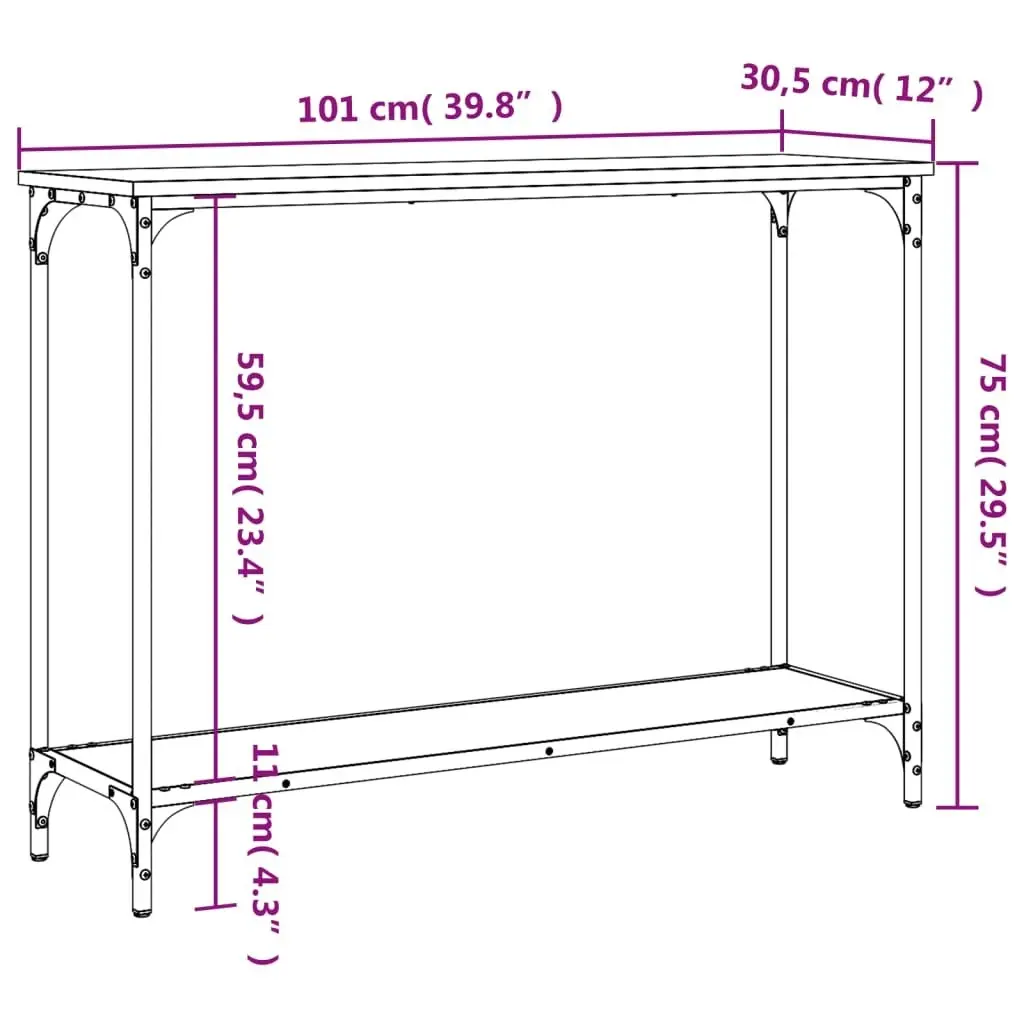 Console Table Black 101x30.5x75 cm Engineered Wood 837702