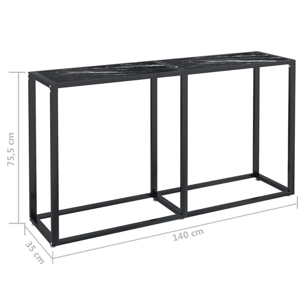 Console Table Black Marble 140x35x75.5cm Tempered Glass 331677