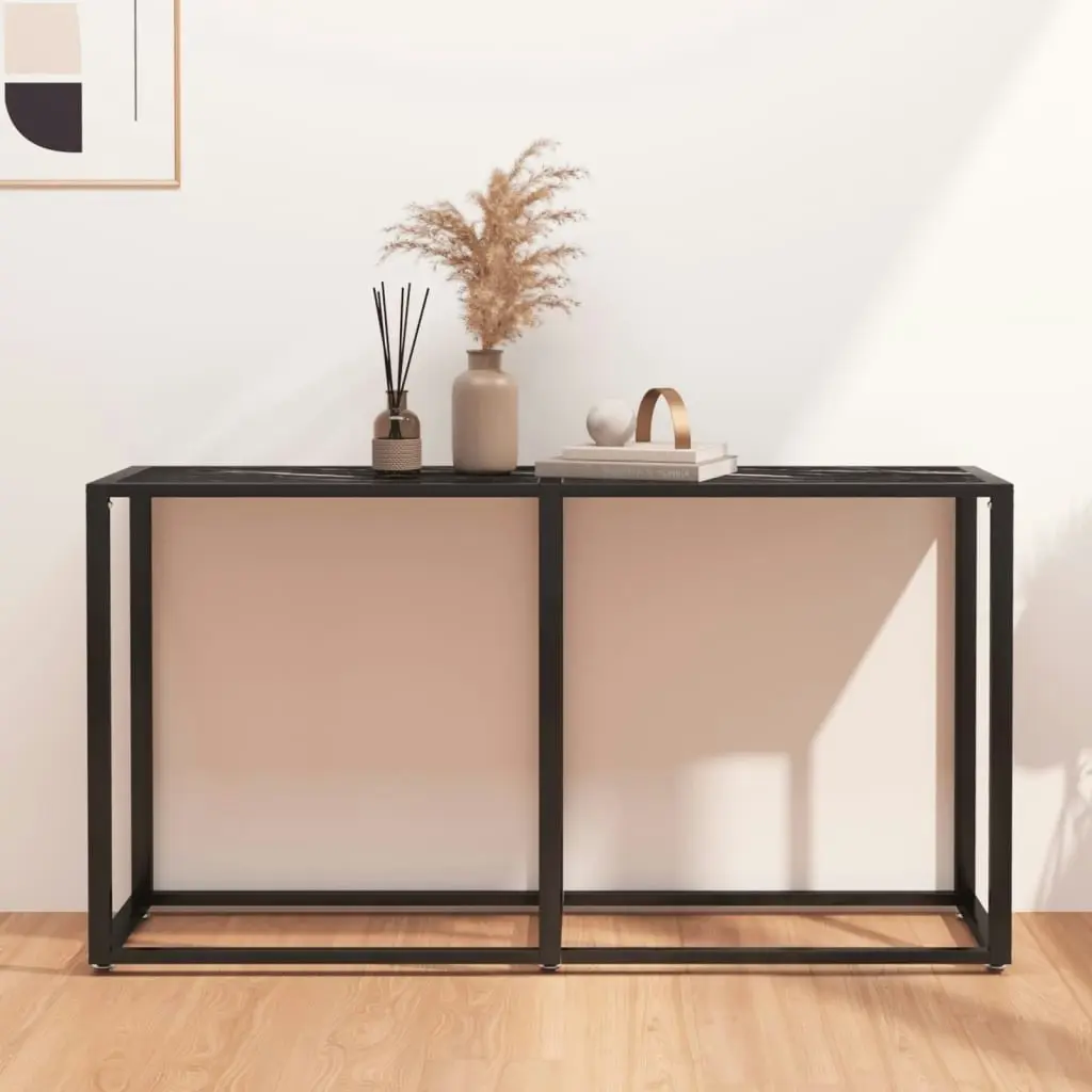 Console Table Black Marble 140x35x75.5cm Tempered Glass 331677