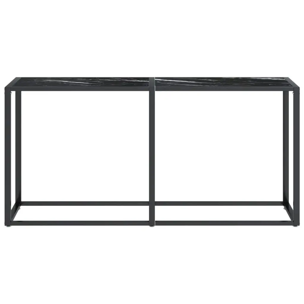 Console Table Black Marble 160x35x75.5cm Tempered Glass 331681