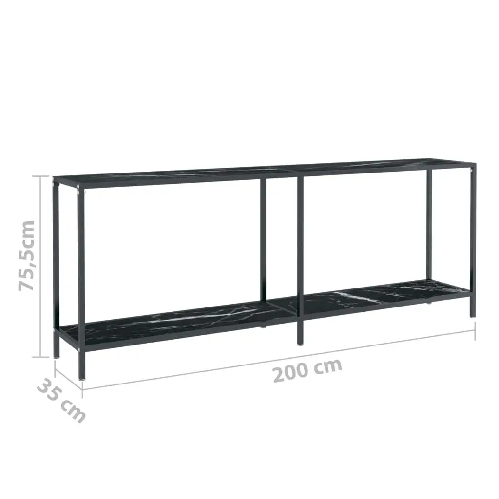 Console Table Black 200x35x75.5 cm Tempered Glass 331709