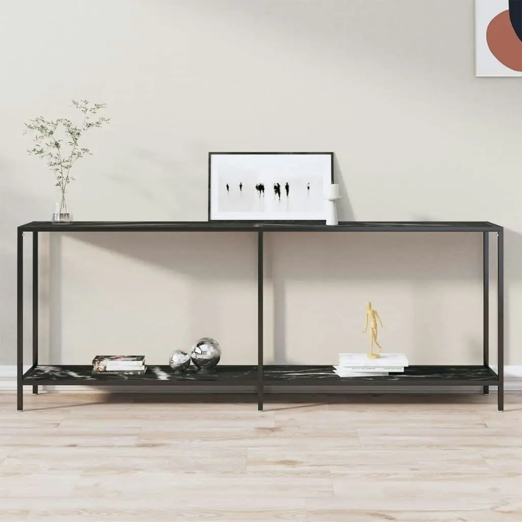 Console Table Black 200x35x75.5 cm Tempered Glass 331709