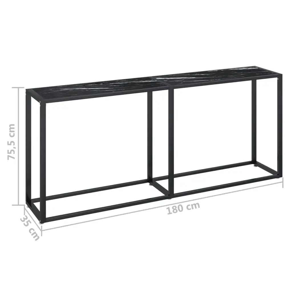 Console Table Black Marble 180x35x75.5cm Tempered Glass 331685