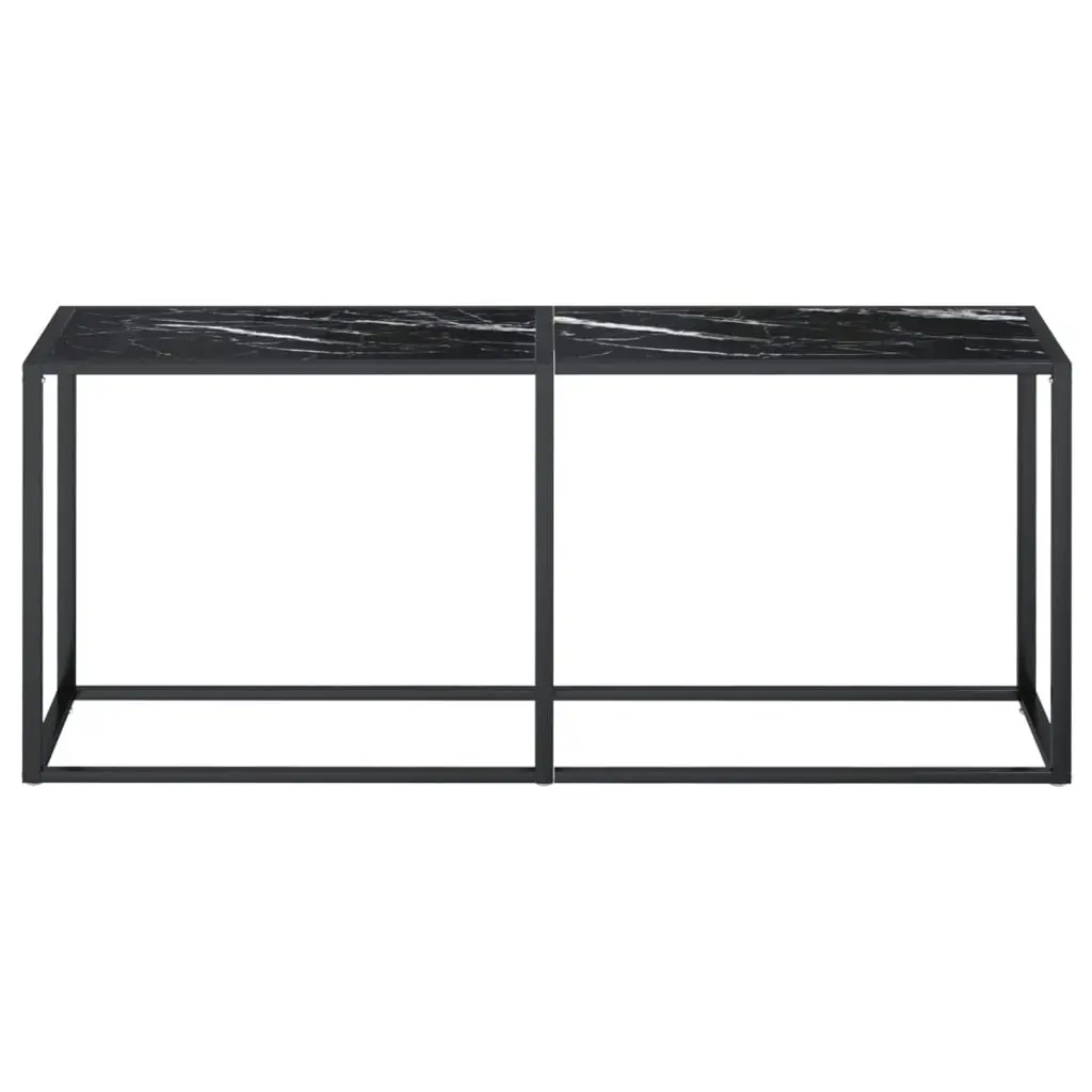 Console Table Black Marble 180x35x75.5cm Tempered Glass 331685