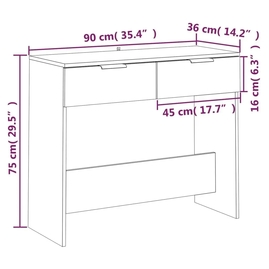 Console Table Smoked Oak 90x36x75 cm Engineered Wood 817072