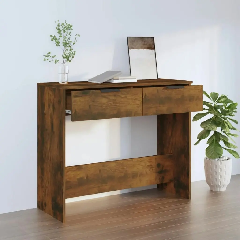 Console Table Smoked Oak 90x36x75 cm Engineered Wood 817072