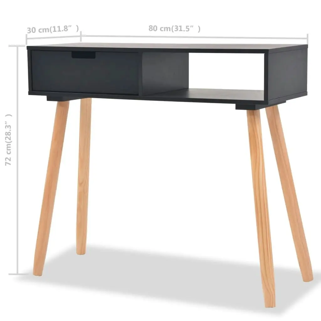 Console Table Solid Pinewood 80x30x72 cm Black 244738