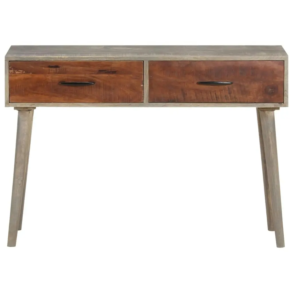 Console Table Grey 110x35x75 cm Solid Rough Mango Wood 321807