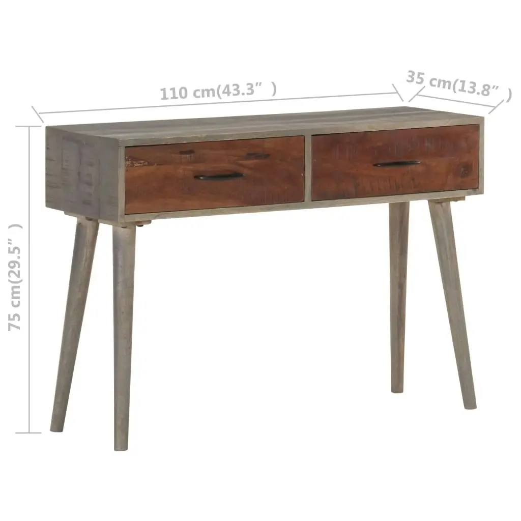 Console Table Grey 110x35x75 cm Solid Rough Mango Wood 321807