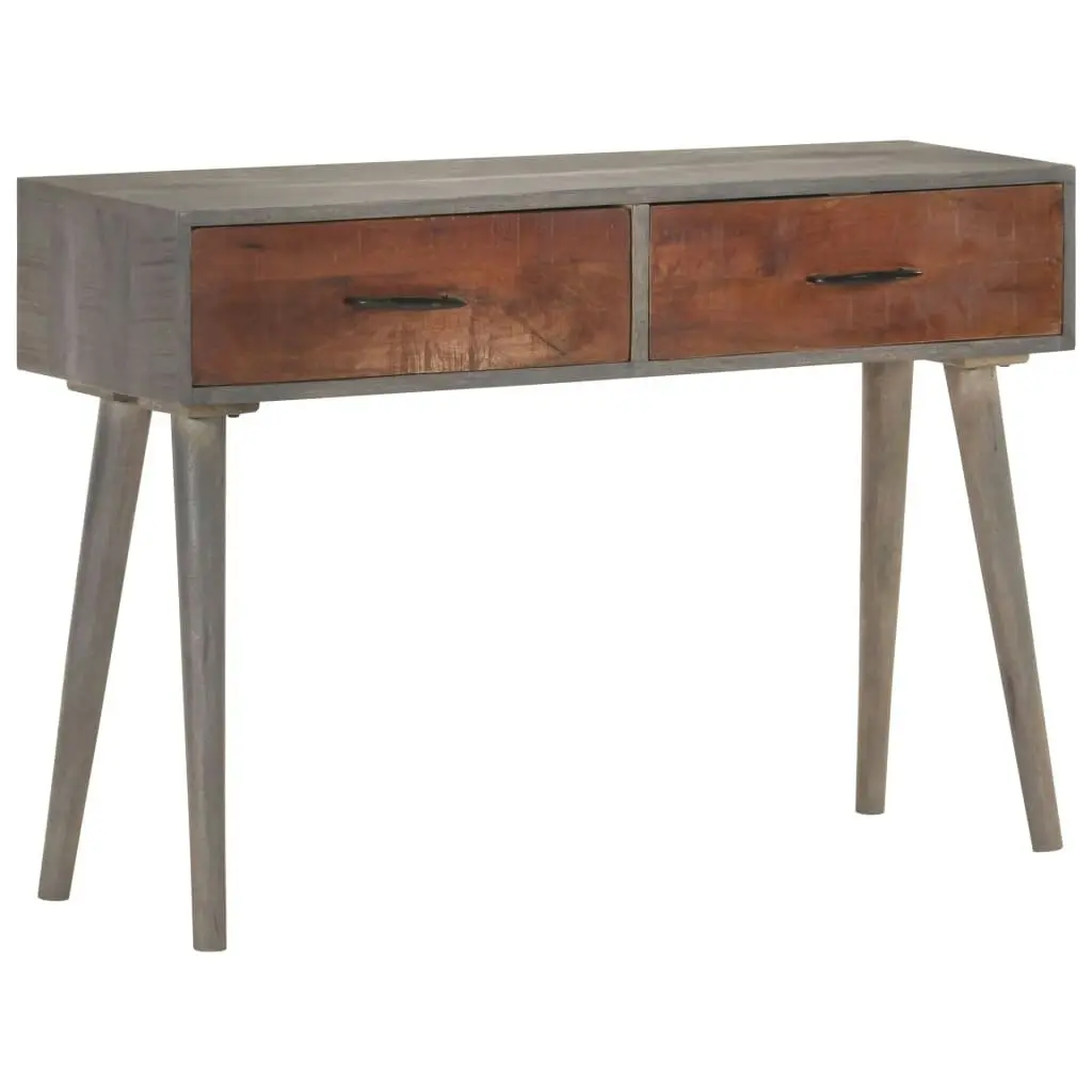 Console Table Grey 110x35x75 cm Solid Rough Mango Wood 321807