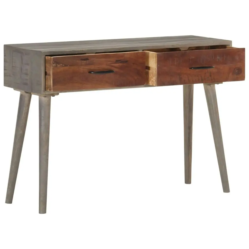 Console Table Grey 110x35x75 cm Solid Rough Mango Wood 321807