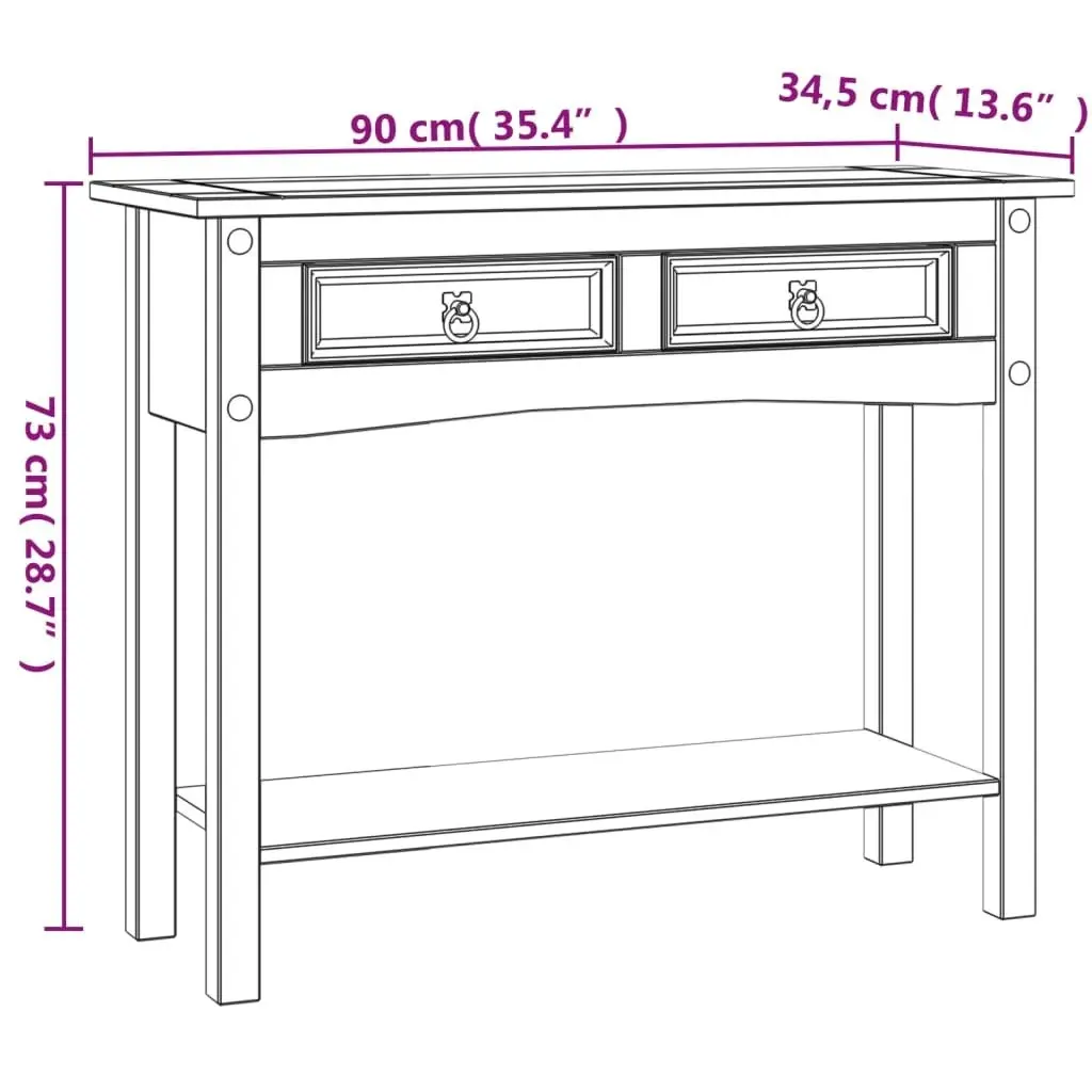 Console Table Mexican Pine Corona Range White 90x34.5x73 cm 282646