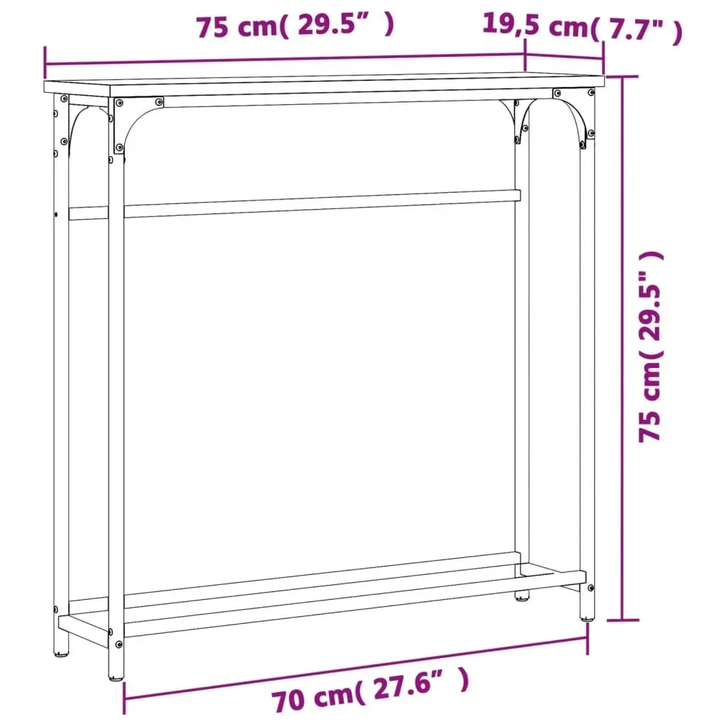 Console Table Sonoma Oak 75x19.5x75 cm Engineered Wood 834136