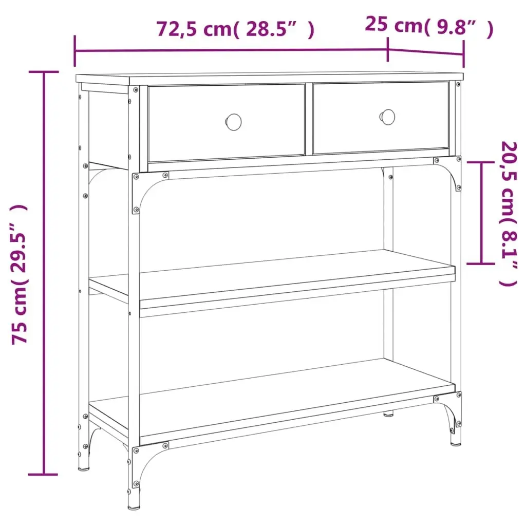 Console Table Sonoma Oak 72.5x25x75 cm Engineered Wood 834186