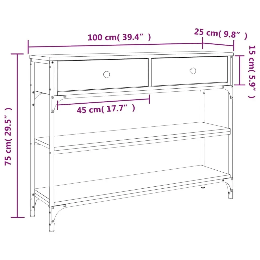 Console Table Sonoma Oak 100x25x75 cm Engineered Wood 834181