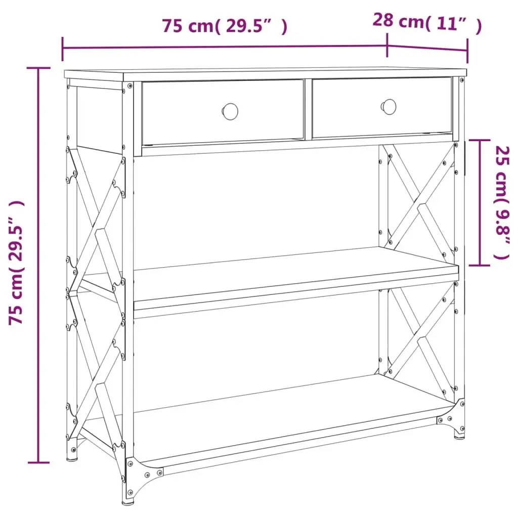 Console Table Sonoma Oak 75x28x75 cm Engineered Wood 834196