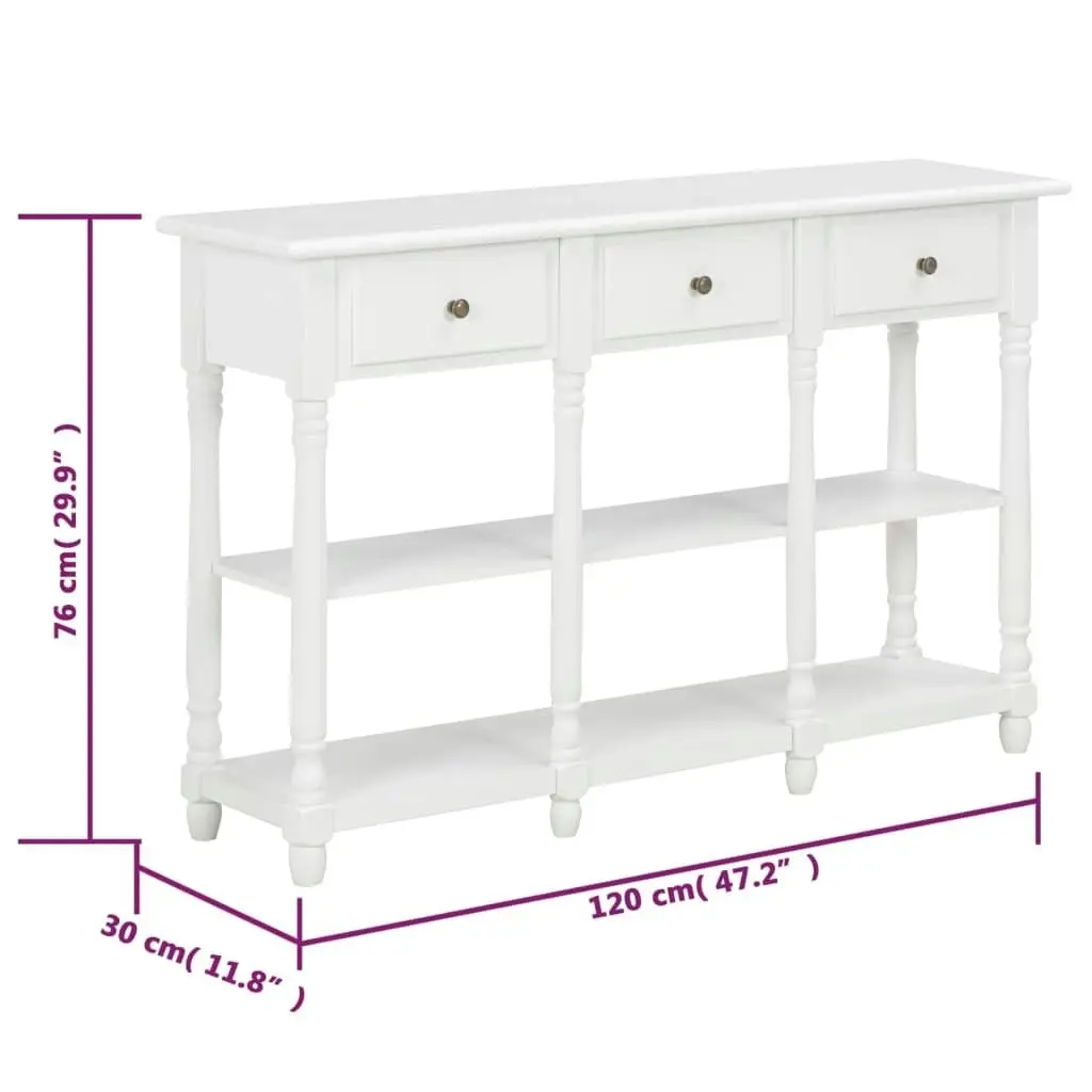 Console Table White 120x30x76 cm MDF 280015