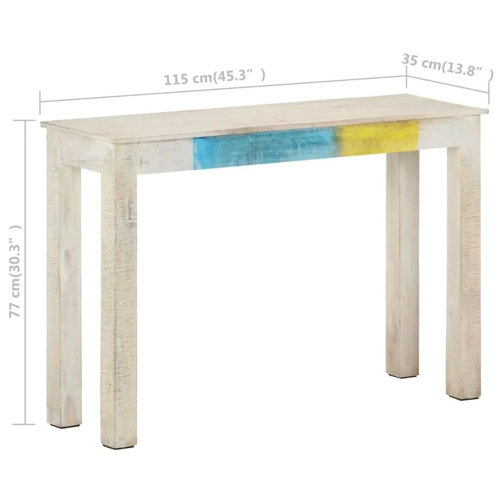 Console Table White 115x35x77 cm Rough Mango Wood 323556