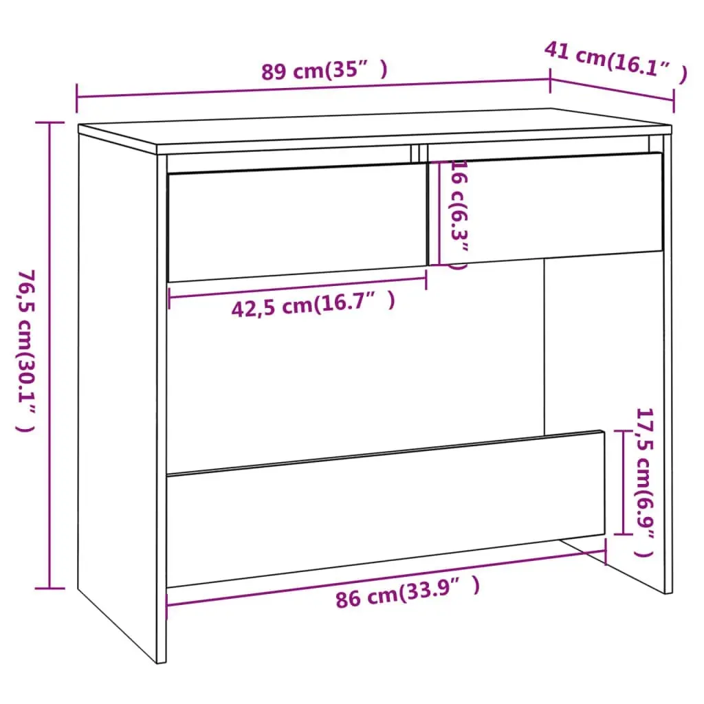 Console Table White 89x41x76.5 cm Engineered Wood 809566